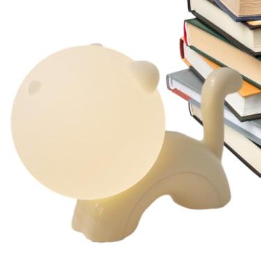 Imagem de Lâmpada para gatos, silicone recarregável, decoração de casa fofa | Luz noturna de mesa - para decoração de casa, quarto, banheiro, inverno, mesa, banheiro, escola, todos os dias, criado-mudo