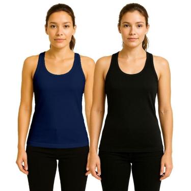 Imagem de Kit 2 Camisetas Regata Feminina Lisa Dry Academia Fit-Feminino