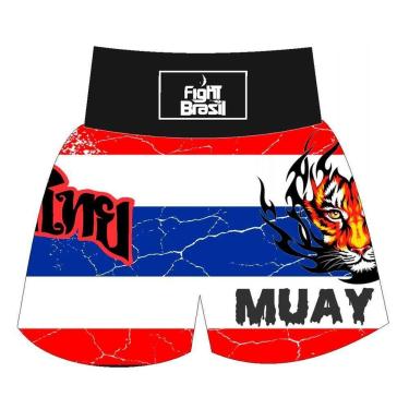 Imagem de Short Calção Muay Thai Thailand Fury - Branco - Fb-3009-Unissex