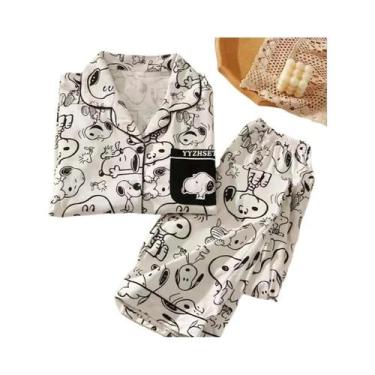 Imagem de Pijamas Longos Unissex Snoopy Em Estilo Cartoon, Camisola Quente De Se