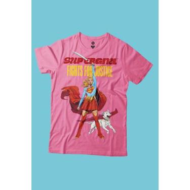 Imagem de Camiseta DC Comics Supergirl Fights For Justice, GG, Rosa, Unissex