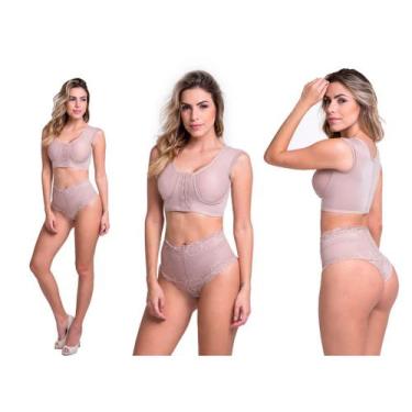 Imagem de Sutiã Soutien Regata Pós Cirúrgico Reforçado Fecho Frontal Mamoplastia