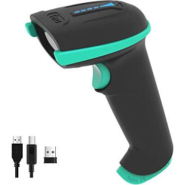 Imagem de Tera Scanner de código de barras sem fio versátil 2 em 1 (2,4 GHz sem fio + USB 2.0 com fio) com indicador de nível de bateria, distância de transmissão de 328 metros, recarregável, leitor de código