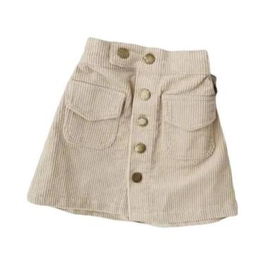 Imagem de Saia Curta De Corduroy Para Meninas, Cor Sólida, Primavera E Outono - 