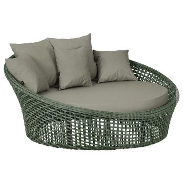 Imagem de Chaise Hungria Pintura Preta Corda Náutica E8 Trama Original Verde