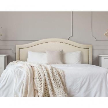 Imagem de Cabeceira Casal Curva Luxo 140x60 Suede Off White - Tachas Prata