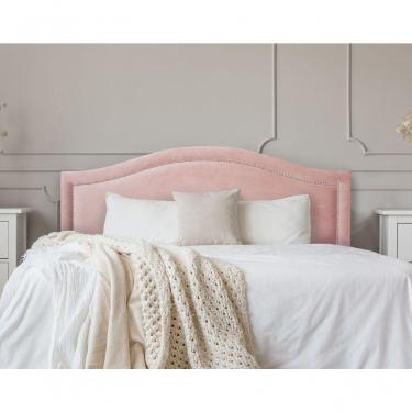 Imagem de Cabeceira Casal Curva Luxo 140x60 Veludo Rosê - Tachas Prata