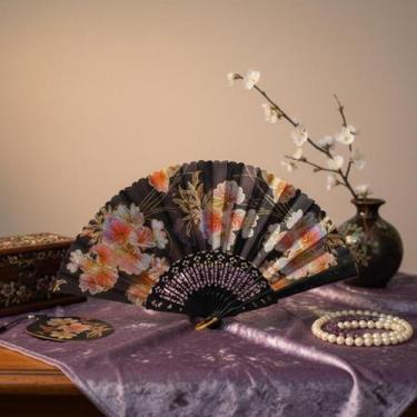 Imagem de Leque De Mão Elegante Luxo Festa Dança Carnaval Gueixa Medio Em Estilo
