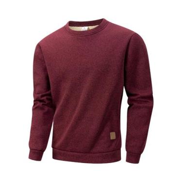 Imagem de Moletom Masculino Quente Com Forro De Lã Para Outono/Inverno, Casual, 