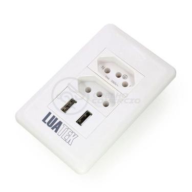 Imagem de Tomada De Parede 2 Entrada Fonte 2 Usb 5v 10a Bivolt