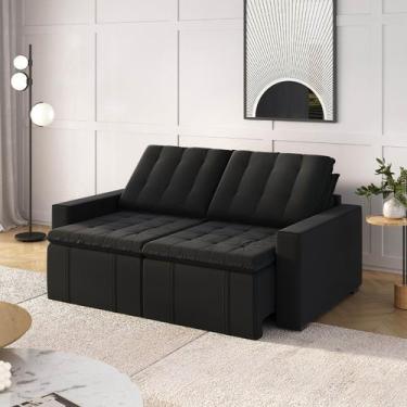 Imagem de Sofá Cama Retrátil e Reclinável 3 Lugares 200cm Veludo Palmeira CabeCa