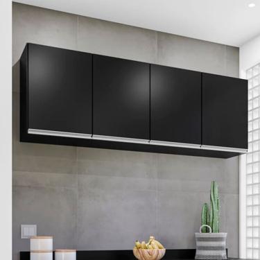 Imagem de Armário Aéreo Lavinia 160cm 4 Portas Preto Maderatto Móveis