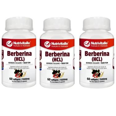 Imagem de KIT 03 BERBERINA (HCL) 1500MG 60 SOFTGELS NUTRIVITALLE