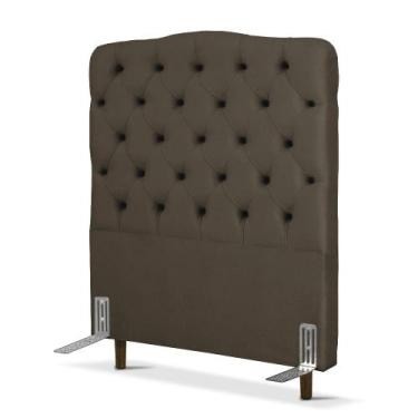 Imagem de Cabeceira de Cama Box Solteiro 110 cm Dunas Larhome Suede Veludo Marro