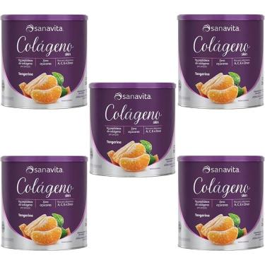 Imagem de Kit 5X Colágeno Skin - 300g Tangerina - Sanavita-Masculino