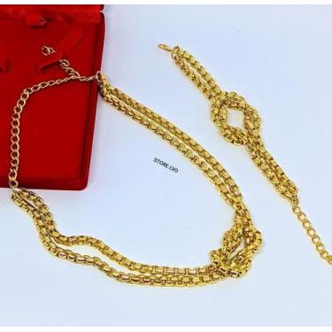 Imagem de Kit Colar Gargantilha Choker e Pulseira Corrente Dupla Veneziana Gross
