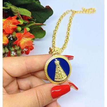Imagem de Colar Feminino Corrente Elo Português com Pingente Medalha Nossa senho