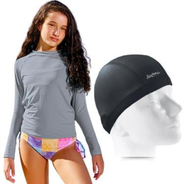 Imagem de Kit Camisa Térmica Infantil Proteção Solar Com Toquinha Natação Hidrog