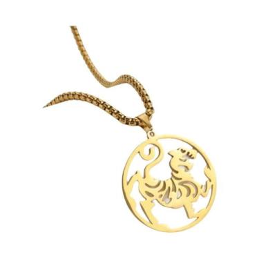 Imagem de Colar Masculino De Aço Inoxidável Com Pingente De Símbolo De Besta Mít