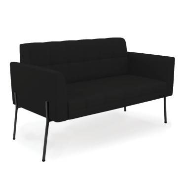 Imagem de Sofá Namoradeira 2 Lugares Base Pé de Ferro Preto Elisa Linho Preto A79 D03 - D'Rossi