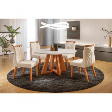 Imagem de Conjunto De Jantar Aurora Redonda Vidro E 4 Cadeiras - Lj