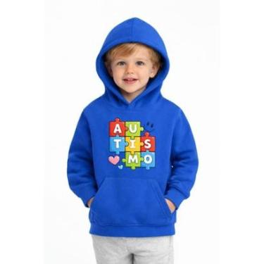 Imagem de Moletom Infantil Autismo com Capuz Moleton Canguru Flanelado Conscientização TEA Inverno-Unissex