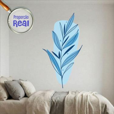 Imagem de Adesivo Floral Boho Azul Estilo Nórdico 79x150 Minimalista Mod.03