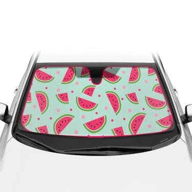 Imagem de BDK Para-brisa frontal de melancia fresca, para-sol - para-sol dobrável para carro, caminhão, SUV-bloqueia raios UV - Mantenha seu veículo fresco - 147 x 68 cm