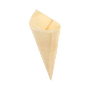 Imagem de Cone De Sorvete De Madeira Biodegradável Descartável 50 Unidades, Cone