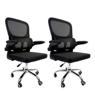 Imagem de Kit 2 Cadeiras De Escritório Diretor Oficial Atenas Sem Apoio Preto