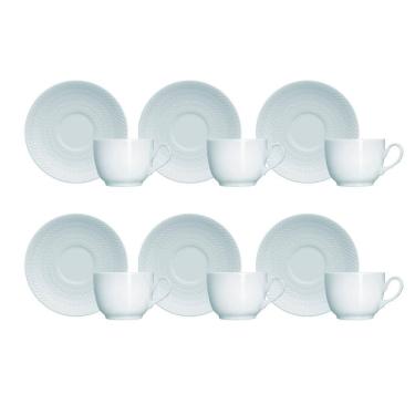 Imagem de Kit 06 Xícara Café Pires Azul Vint Chevron Germer Porcelanas