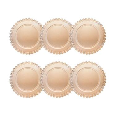 Imagem de Cj 6 Pratos Rasos de Cristal Daisy Âmbar 28cm Wolff