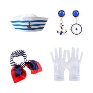 Imagem de Boné De Capitão Azul Marinho Chapéu De Marinheiro Branco Para Adultos 