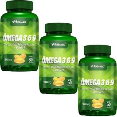 Imagem de Kit 3X Ômega 3, 6 e 9 Linhaça, Prímula E Borragem + Vitamina E - 60 Cápsulas - Herbamed...