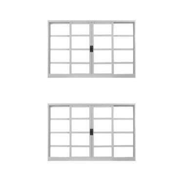 Imagem de Kit com 2 Janelas de Aço de Correr 100x150cm 4 Folhas Brancas MGM