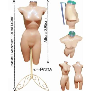 Imagem de Manequim feminino (Meio corpo cinturinha N.36) bege com tampa prata + 