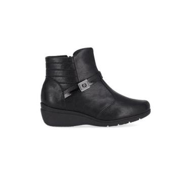 Imagem de Bota Cano Curto Piccadilly Anabela Médio Preto, 39