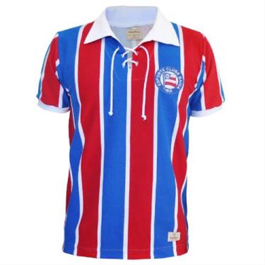 Imagem de Camiseta Retrômania EC Bahia Cordinha - Masculina, G, Azul, Vermelho