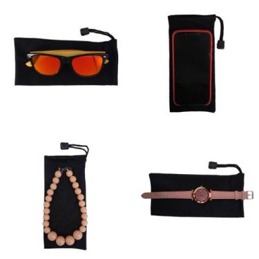Imagem de Kit 5 estojo saquinho porta oculos celular joias maquiagem biju bag - 