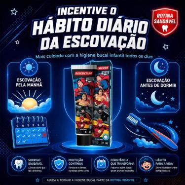 Imagem de Kit 3 Pasta de Dente Infantil Gel com Flúor 50g Heróis DC Liga da Just