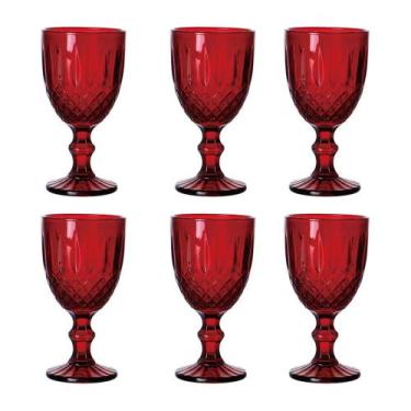 Imagem de Conjunto 6 Taças Vidro Para Água Bon Gourmet Brand Vermelho 345ml