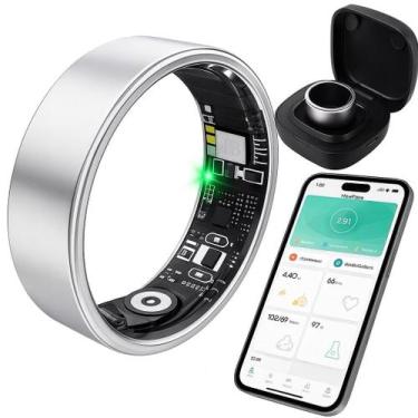 Imagem de Anel Inteligente de Titânio à Prova dÁgua Bluetooth Minimalista Prata 