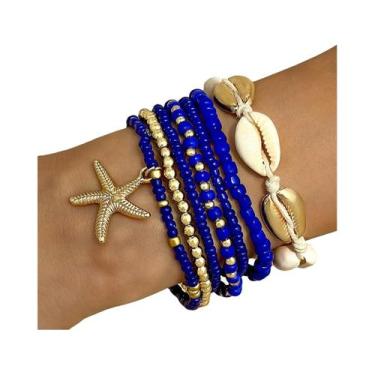 Imagem de Conjunto De Pulseiras Boêmias Femininas Com Conchas, 7 Peças, Pingente