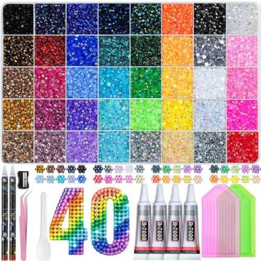Imagem de Kit de Strass LOTWOW com 50.000 peças de 3 mm, 40 cores
