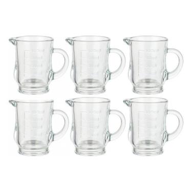 Imagem de Kit 6 Jarras Medidoras de Vidro Prisma 100ml com Alça  Ideais para Coz
