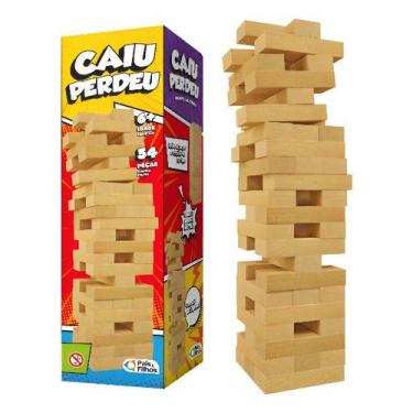 Imagem de Jogo Caiu Perdeu Torre De Madeira Educativa 54 Peças Pais E Filhos