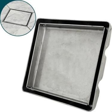 Imagem de Ralo Oculto Invisível 10x10 Inox Antiodor Inox 304 Square Tampa Piso P