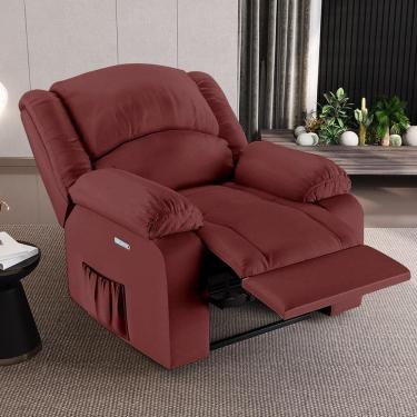 Imagem de Poltrona Reclinável Elétrica Madrid G23 com Massagem Usb Couro Sintético Vermelho Gran Belo