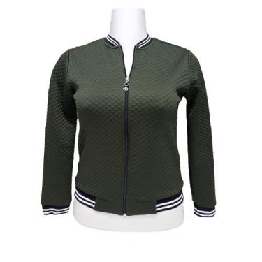 Imagem de Jaqueta Bomber Infantil Feminina de Matelasse - Mini Diva, Verde escur