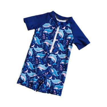 Imagem de Maiô Infantil Elinfant Com Estampa Fashion, Manga Curta, Fechamento Co